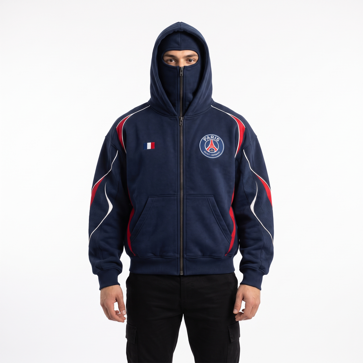 Hoodie Zippé 2-en-1 Cagoule Kopmask
