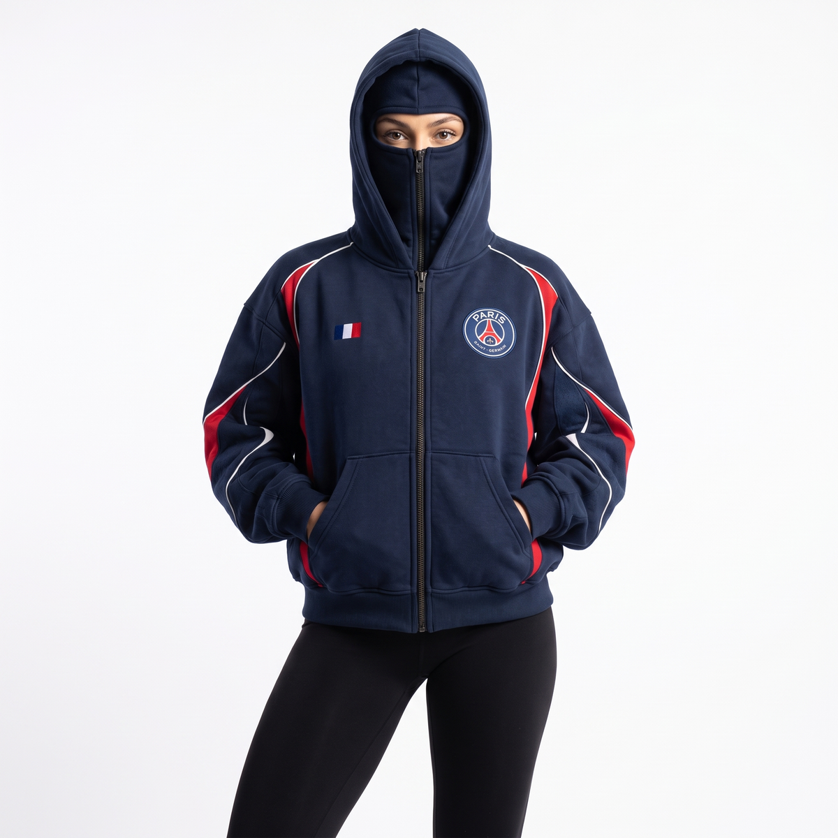 Hoodie Zippé 2-en-1 Cagoule Kopmask