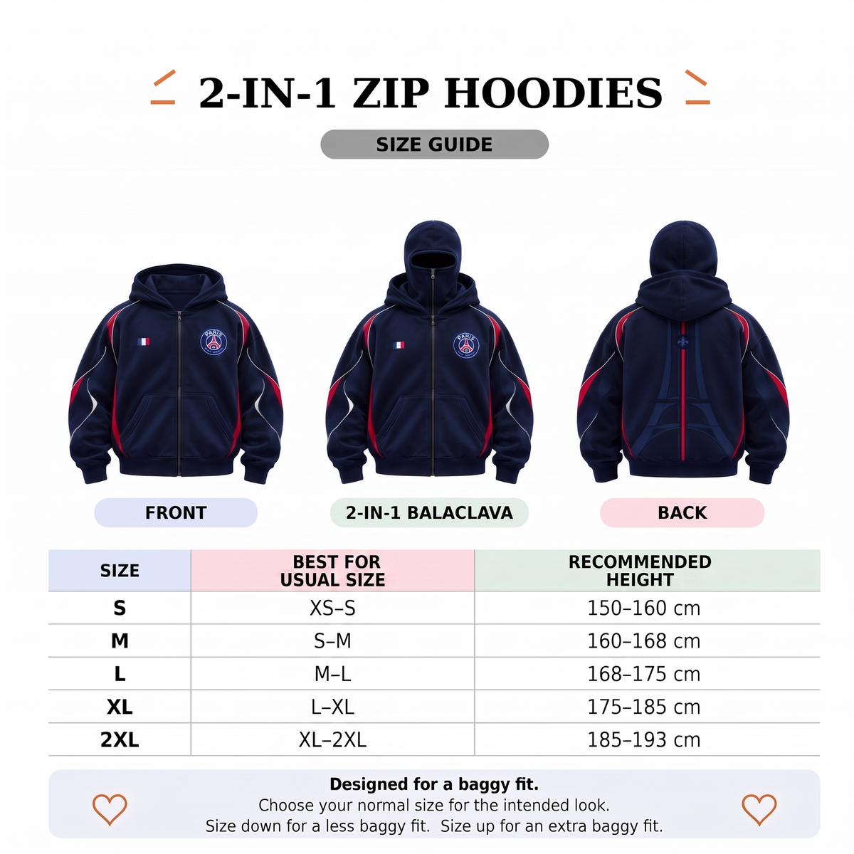 Hoodie Zippé 2-en-1 Cagoule Kopmask